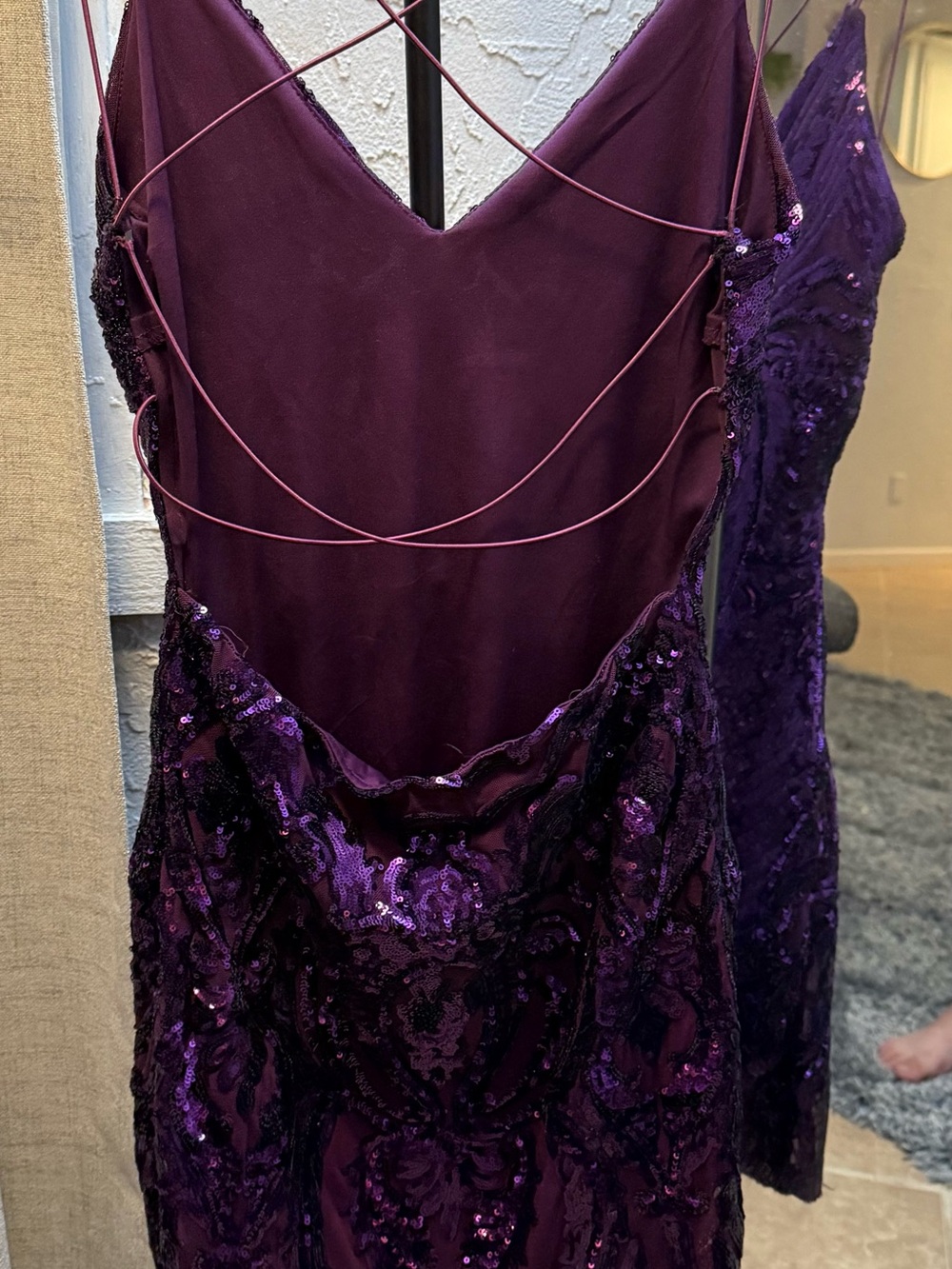 Windsor Deep Purple Sequin Strapless Evening Dress - Picture 2 of 4
